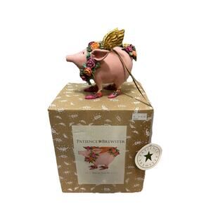 Patience Brewster Rose The Flying Pig Ornament Krinkles Christmas 4” w/ Box Pink